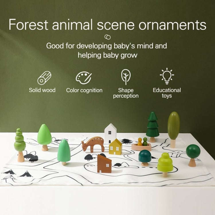 Montessori Wooden Forest Animal Scene with Map