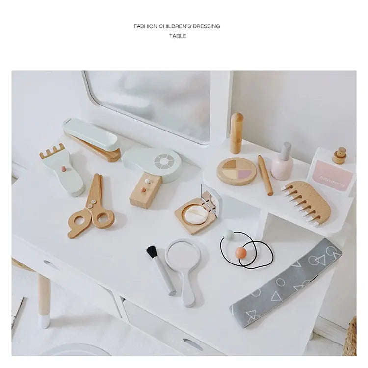 Nordic White Wooden Dressing Table