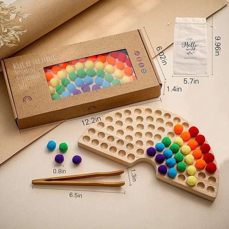 Wooden Peg Board Beads Game