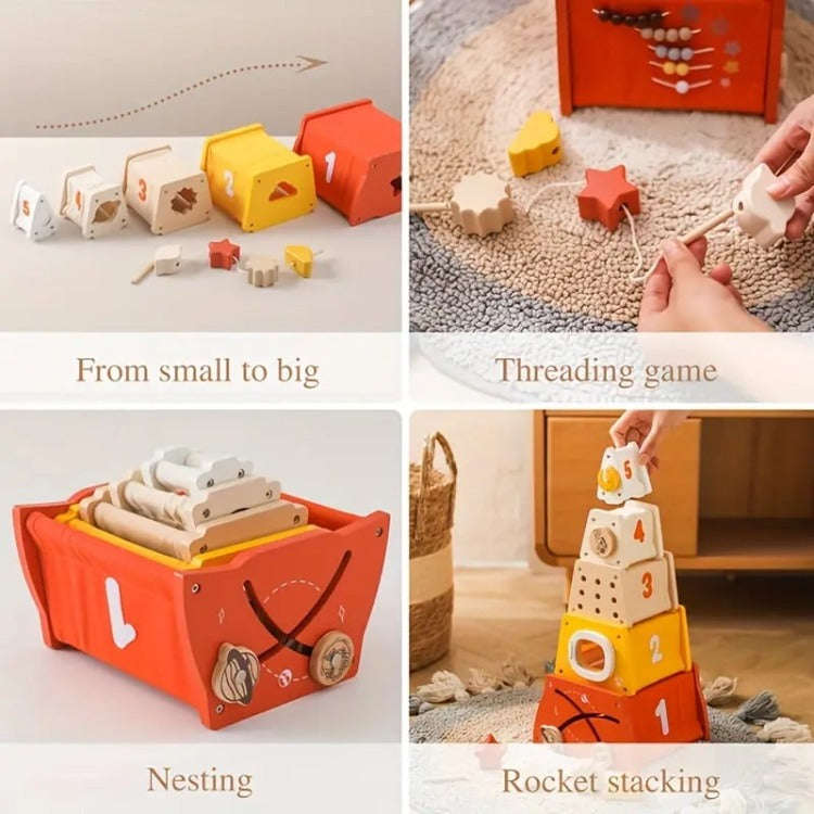 Wooden Nesting and Stacking Blocks Tower