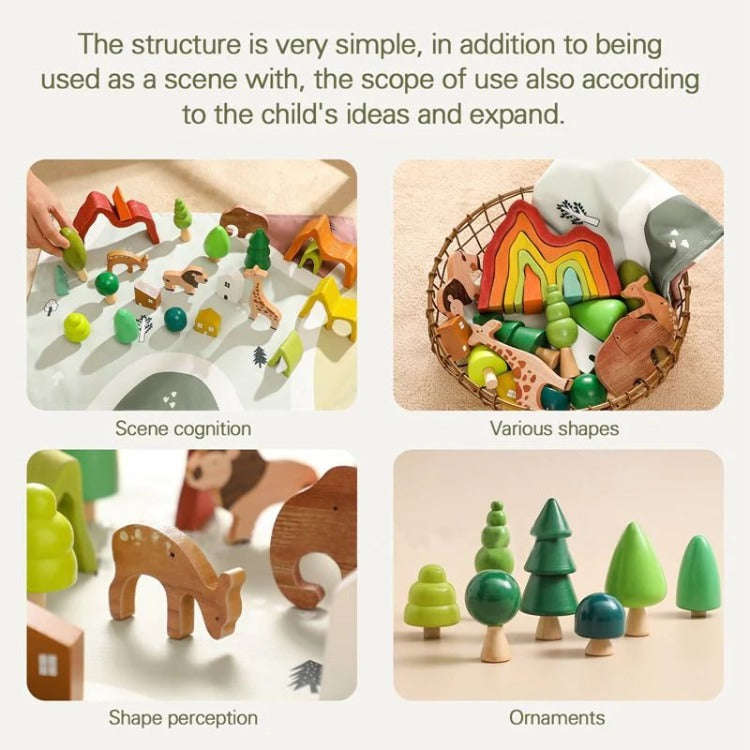 Montessori Wooden Forest Animal Scene with Map