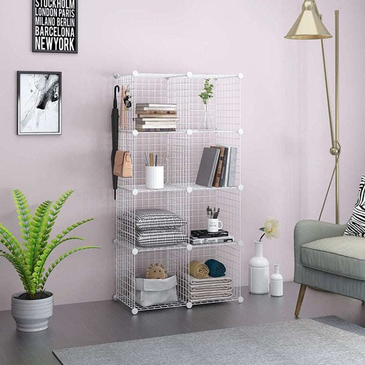 Metal Grid Cube Organizer | White