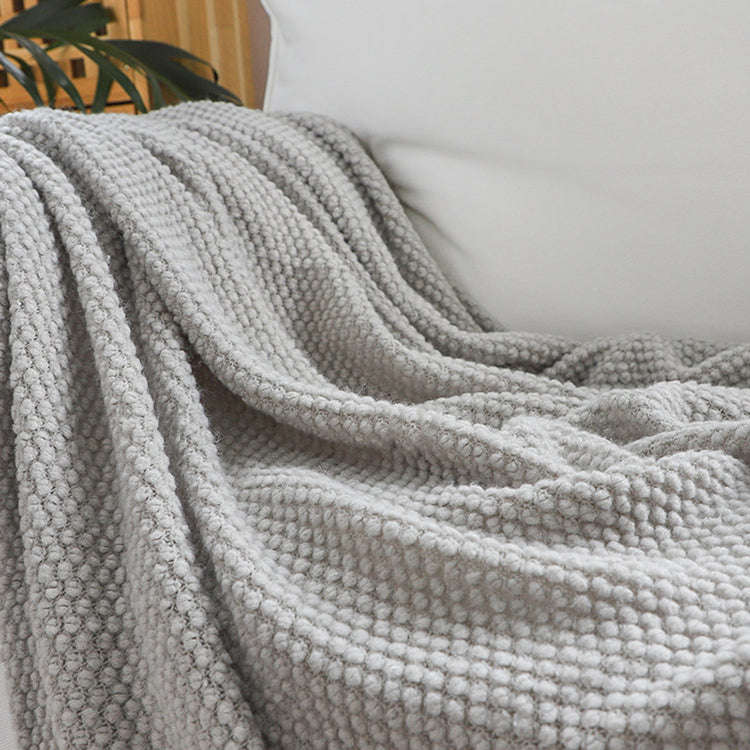 Knitted Throw Blanket with Tassels | Light Grey