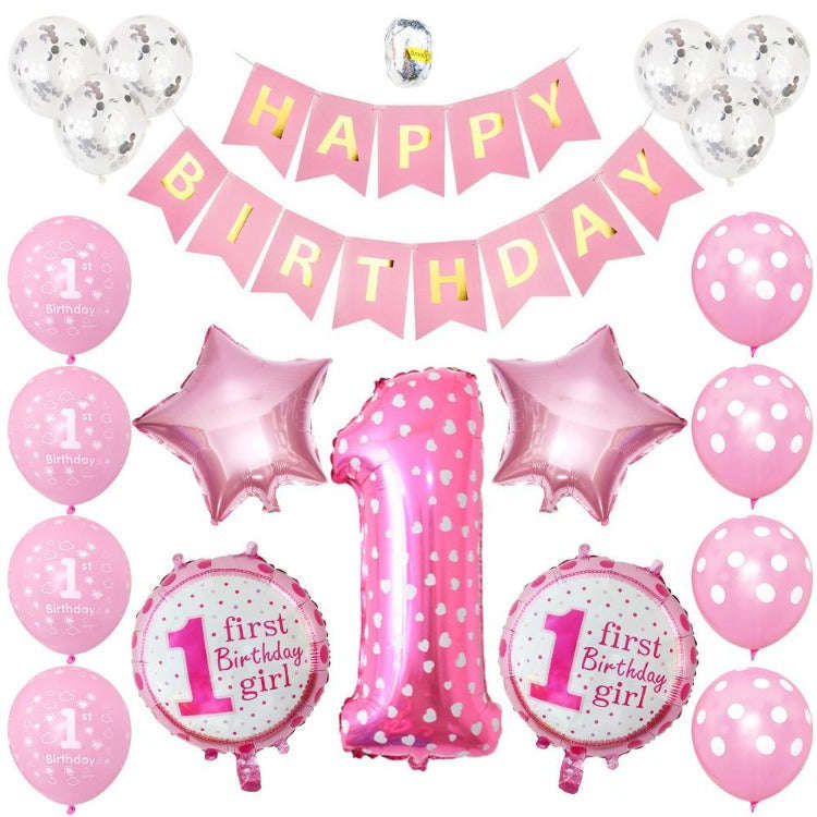 1st Year Birthday Party Balloons | Girl