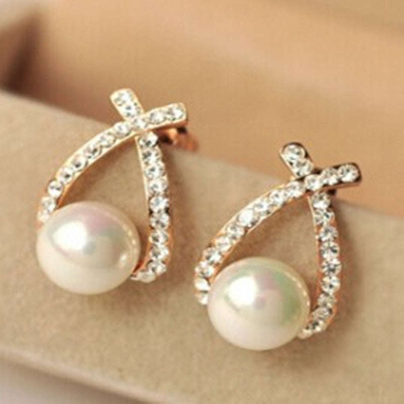 Gold Crystal Stud Earrings
