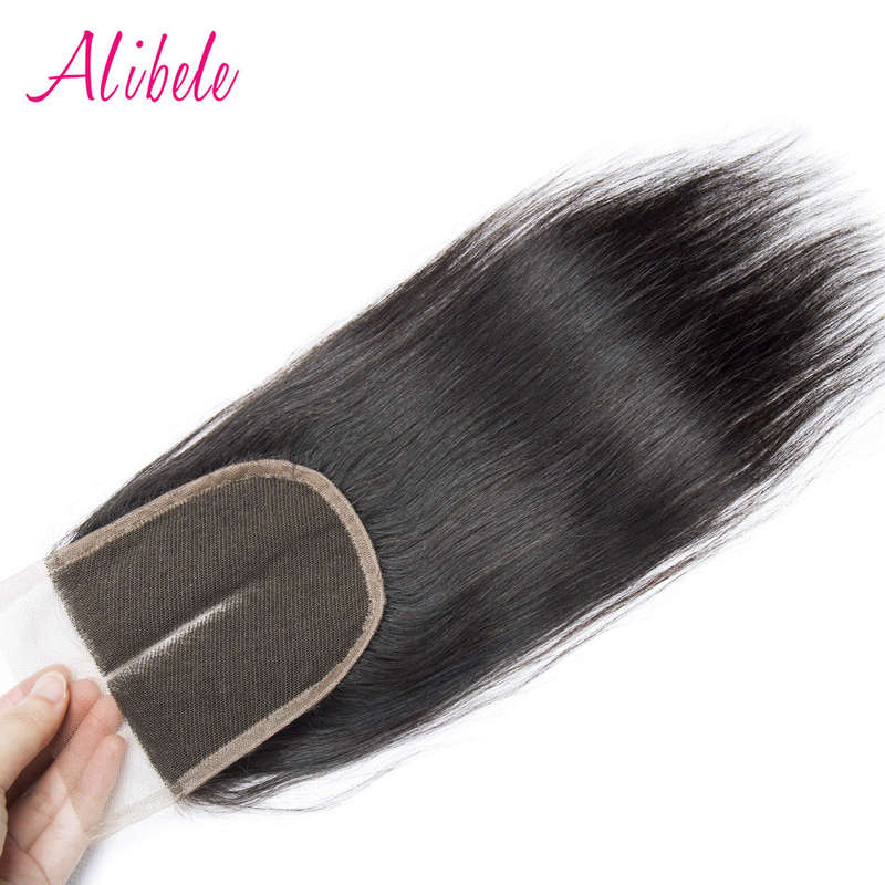 Brazilian Straight Hair 3 Bundles With Closure Middle Part 100% Human... - 10 & 12 & 14 & Closure 10