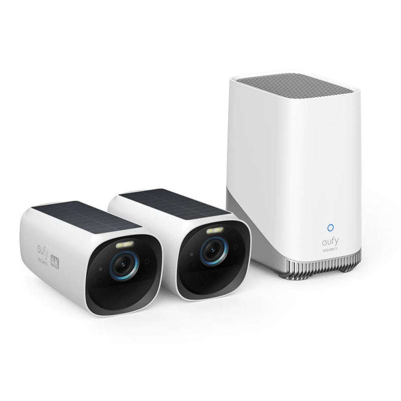 Eufy security camera eufyCam 3 with HomeBase 3 & 2 x 4K solar security cameras - White