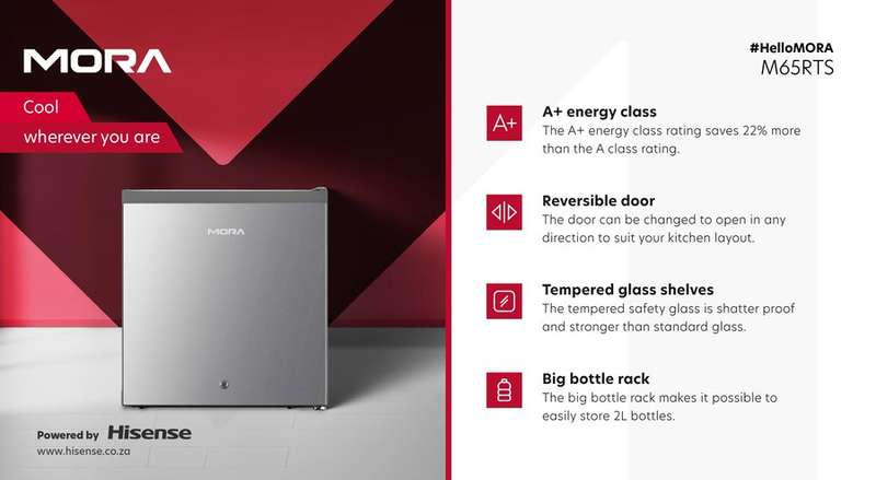 MORA 44L Bar Fridge powered by Hisense in Titanium Silver
