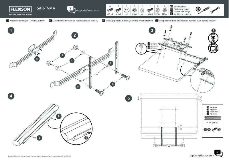 Flexson TV Mount Attachment for SONOS Arc - Each (Black)