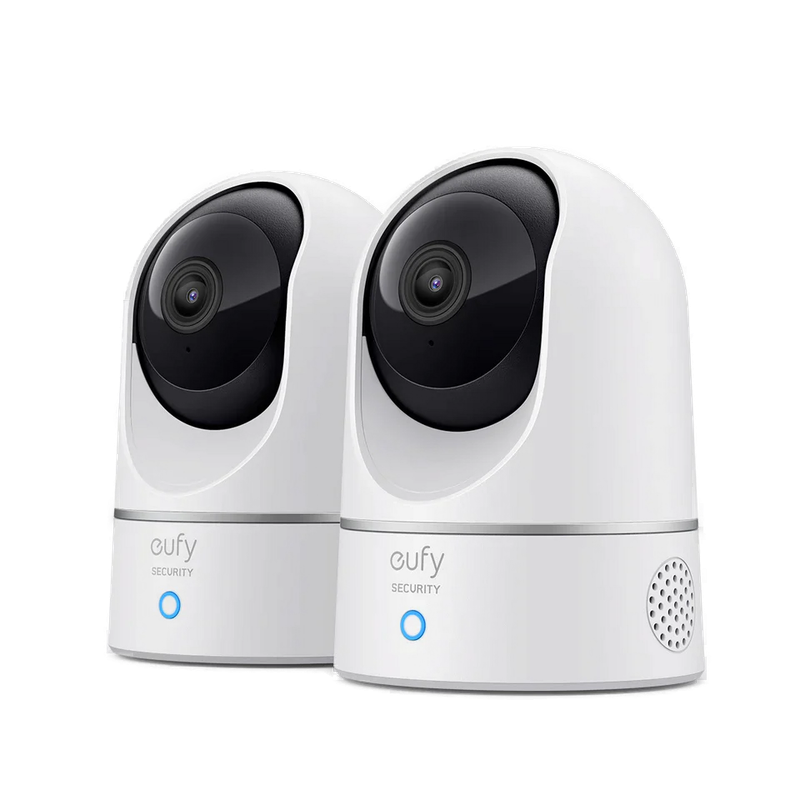Eufy Indoor Cam E220 (2K, 2-Cam Kit, Pan & Tilt) - Pair (White)