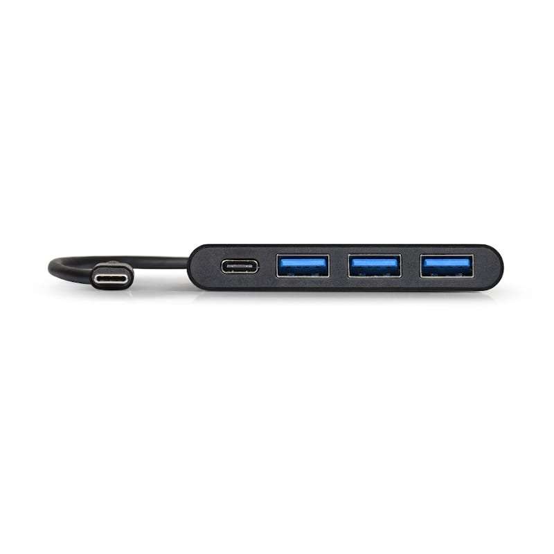 Port USB Type-C to 3 x USB3.0 and 1 x Type-C PD 30cm 4 Port Hub  Black