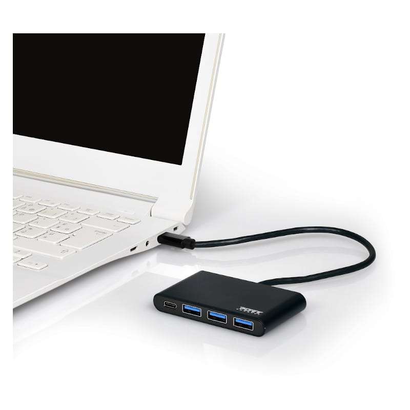 Port USB Type-C to 3 x USB3.0 and 1 x Type-C PD 30cm 4 Port Hub  Black