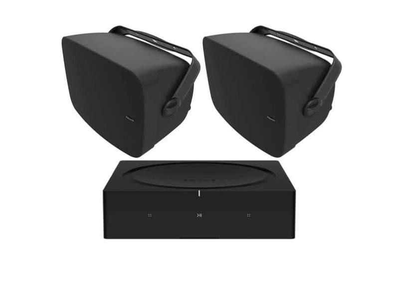 Klipsch RSM-650 Indoor / Outdoor Residential Surface Mount Speakers - Pair (Black) + SONOS Amp St...