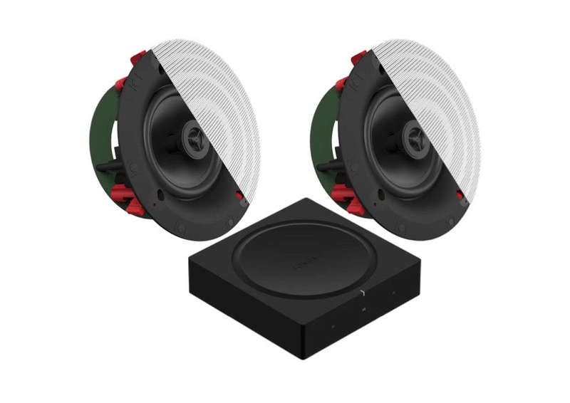 Klipsch Custom CS-16-C II Custom In-Ceiling Speaker - Pair (White) + SONOS Amp Stereo Amplifier (...