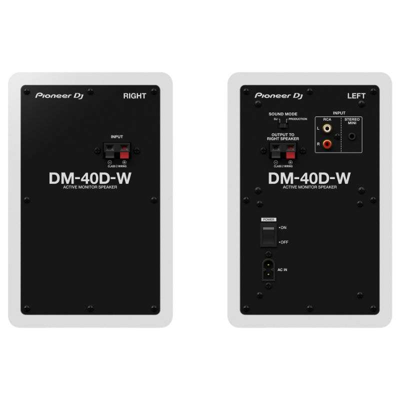 Pioneer DJ DM-40D 4" Monitor Speakers with D Class Amplifier - Pair (White)