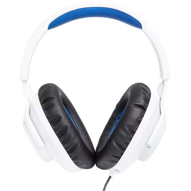 JBL Quantum 100P Console Wired Over-Ear Gaming Headset with Detachable Mic - White/Blue