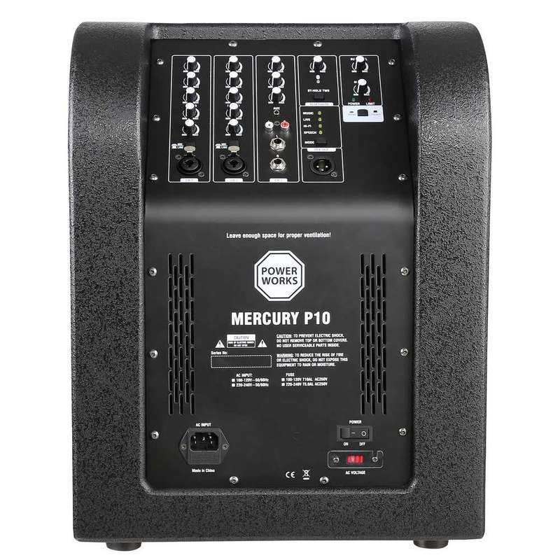 Power Works Mercury P10 Portable Column PA System with Mixer - Each - Black