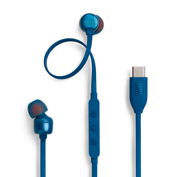 JBL Tune 310C USB In-Ear Headphones with Hi-Res Audio Support and USB-C Connectivity - Blue