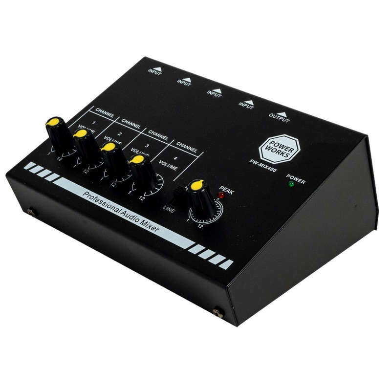 PowerWorks PW-MIX-400 4-channel Mini Audio Mixer