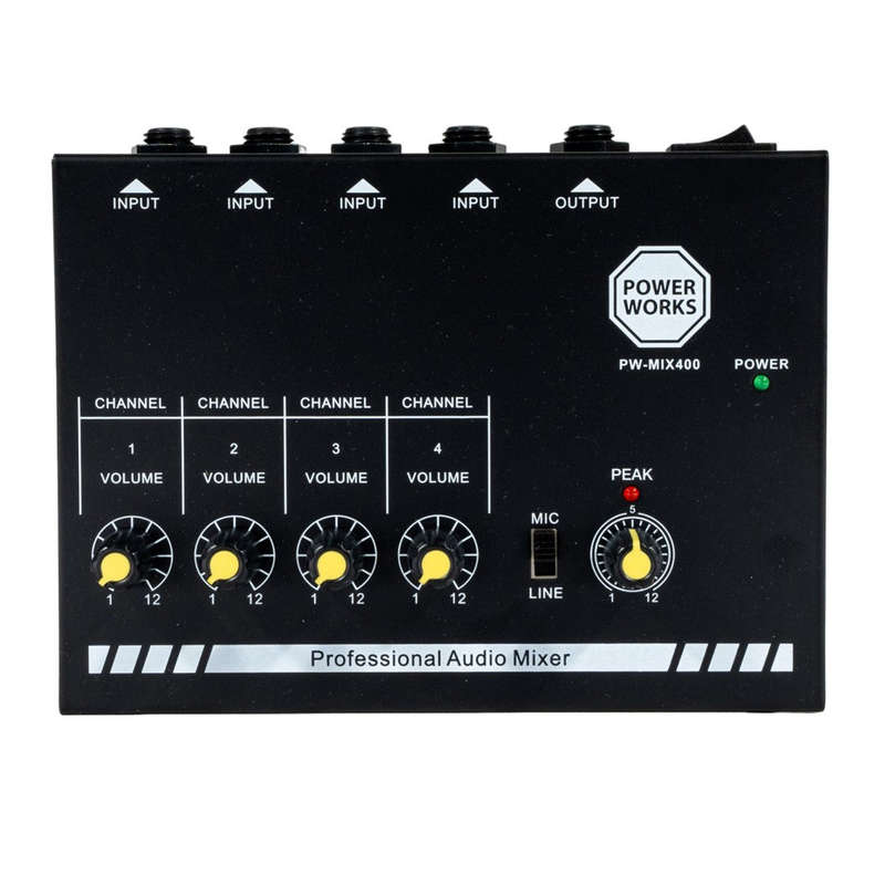 PowerWorks PW-MIX-400 4-channel Mini Audio Mixer