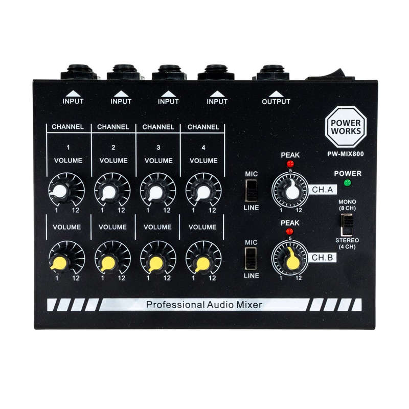 PowerWorks PW-MIX-800 8-Channel Mini Audio Mixer