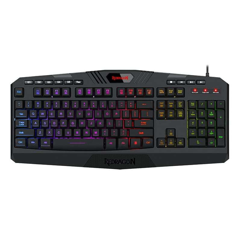 REDRAGON HARPE Membrane|RGB Backlit|12 Multimedia Keys|19 Non-Conflict Gaming Keyboard  Black