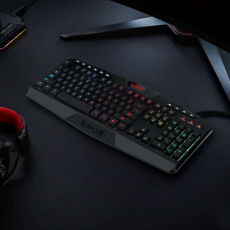 REDRAGON HARPE Membrane|RGB Backlit|12 Multimedia Keys|19 Non-Conflict Gaming Keyboard  Black
