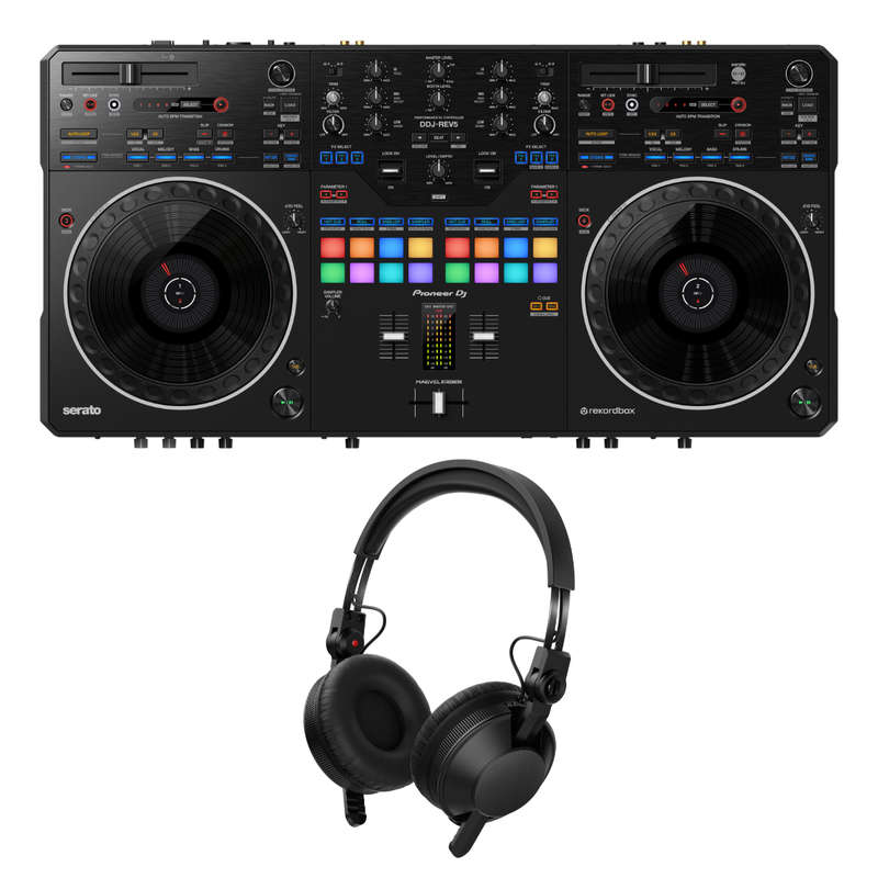 Pioneer DJ DDJ-REV5 2-Channel DJ Controller + Pioneer DJ HDJ-CX On-Ear DJ Headphones Bundle