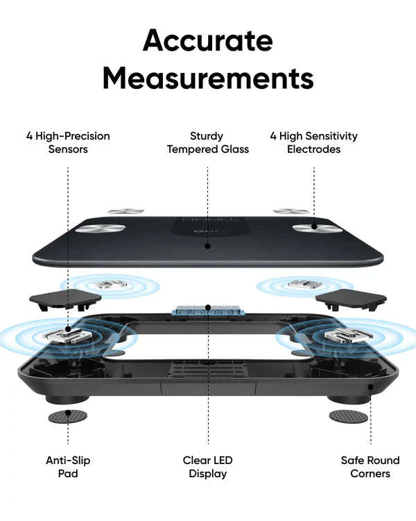 Eufy Smart Scale A1 Compact Digital Bathroom Scale with 12 Measurements - Each - Black