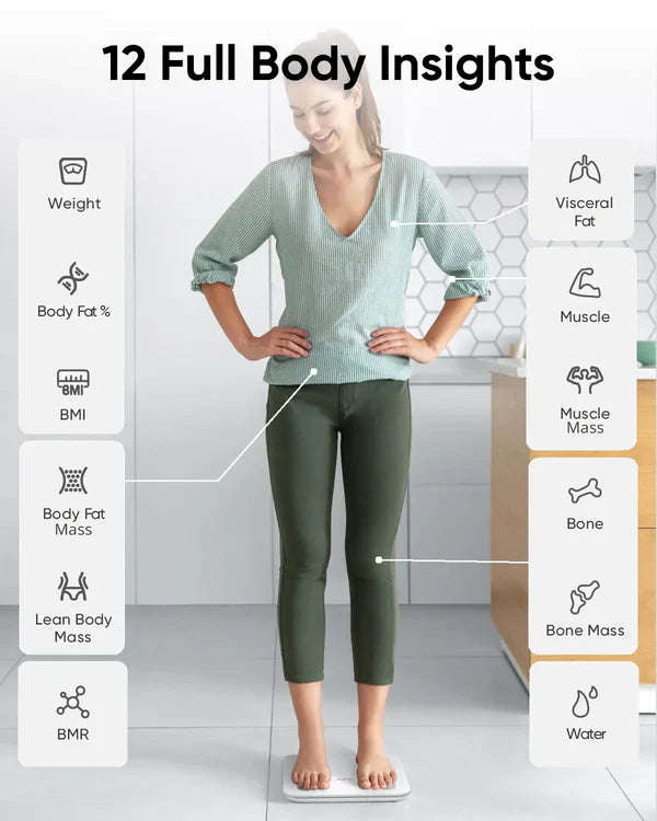 Eufy Smart Scale A1 Compact Digital Bathroom Scale with 12 Measurements - Each - White