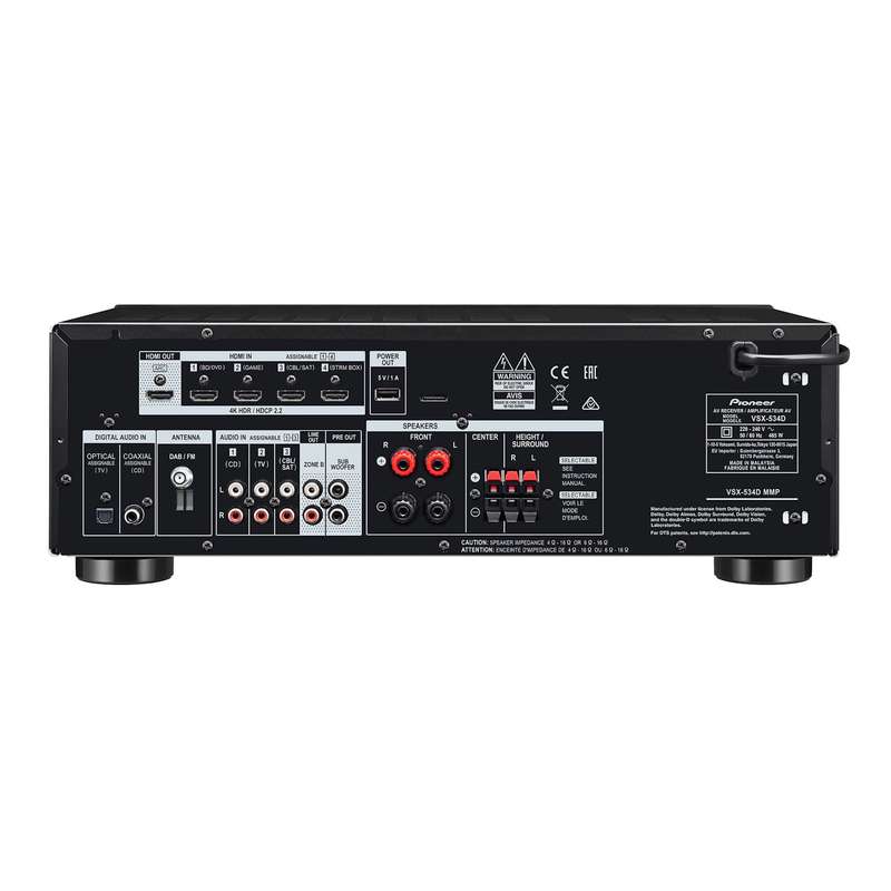 Jamo S805 HCS 5.0 Speaker Package + Pioneer VSX-534 4K 5.2 Channel AV Receiver (Black)