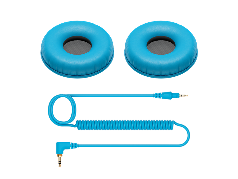 Pioneer DJ HC-CP08 Color Variation Coiled Cable and Ear Pads for HDJ-CUE1 - Blue
