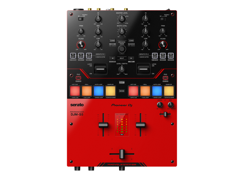 Pioneer DJ DJM-S5 Scratch-style 2-channel DJ mixer (gloss red)