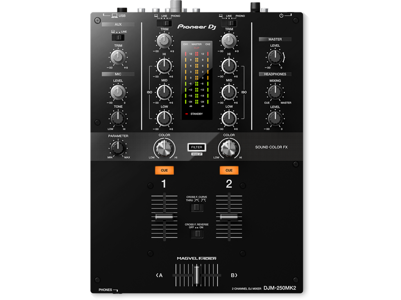 Pioneer DJ DJM-250MK2 2-channel DJ mixer with independent channel filter