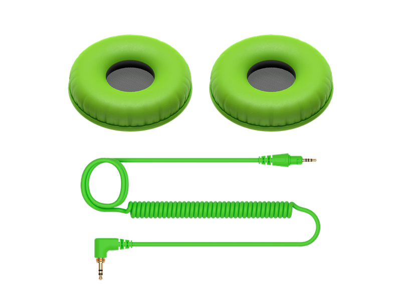 Pioneer DJ HC-CP08 Color Variation Coiled Cable and Ear Pads for HDJ-CUE1 - Green