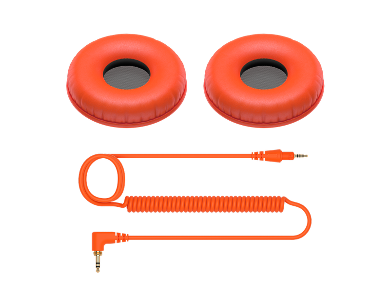 Pioneer DJ HC-CP08 Color Variation Coiled Cable and Ear Pads for HDJ-CUE1 - Orange