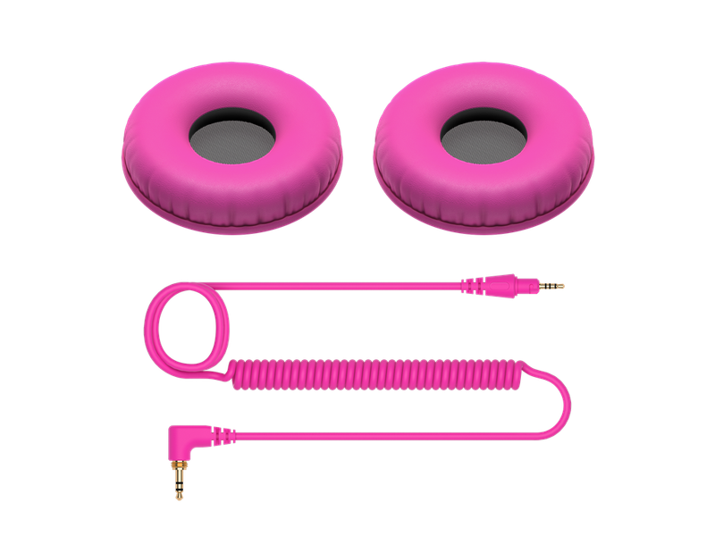 Pioneer DJ HC-CP08 Color Variation Coiled Cable and Ear Pads for HDJ-CUE1 - Pink