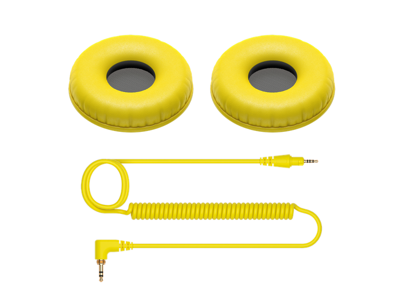 Pioneer DJ HC-CP08 Color Variation Coiled Cable and Ear Pads for HDJ-CUE1 - Yellow