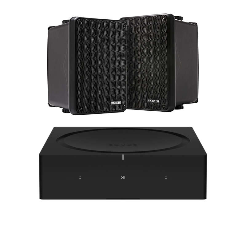 SONOS Amp Stereo Amplifier with Kicker KB6 2-Way Indoor/Outdoor Speakers