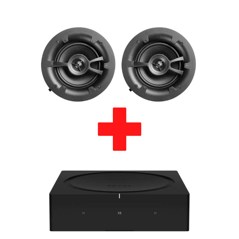 SONOS Amp Stereo Amplifier with One Acoustic 8" In-ceiling Speakers System