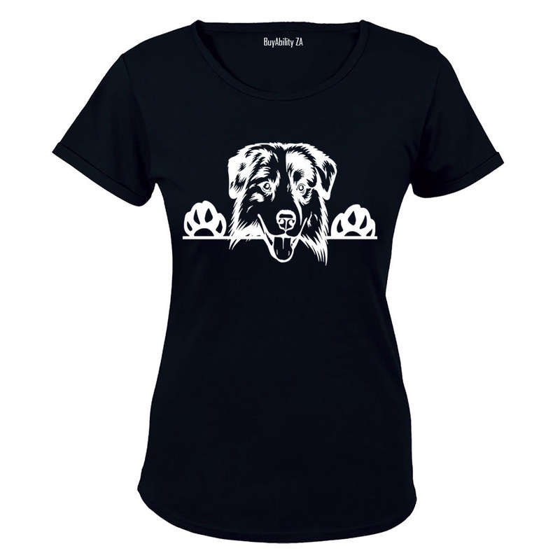 Australian Shepherd Peeking Dog - Ladies - T-Shirt