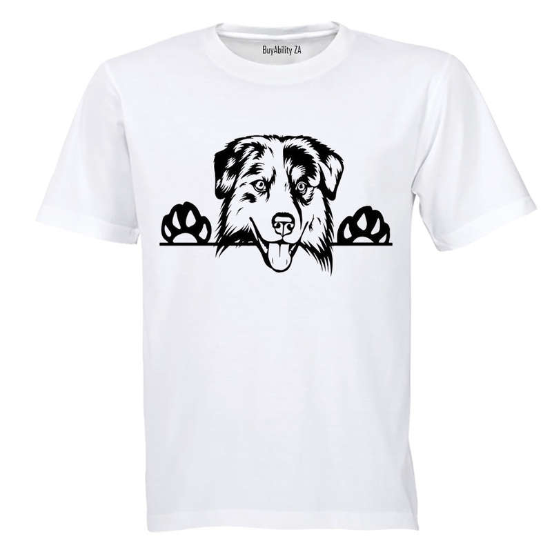 Australian Shepherd Peeking Dog - Adults - T-Shirt