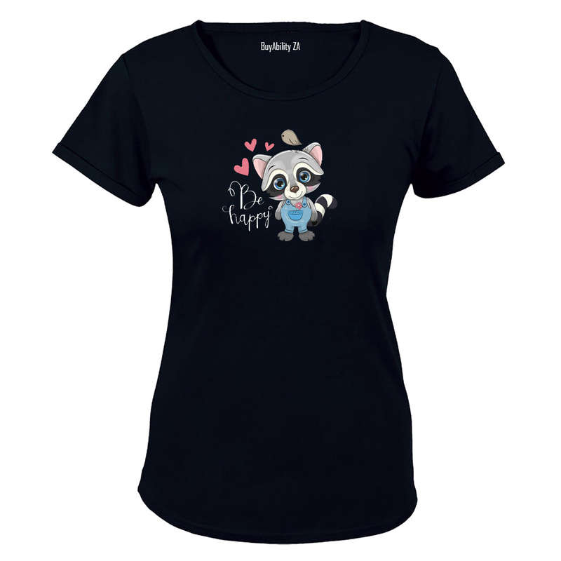 Be Happy Raccoon - Ladies - T-Shirt