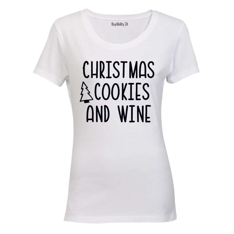 Christmas Cookies and Wine - Ladies - T-Shirt
