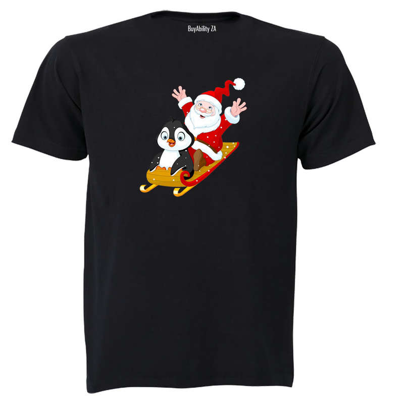 Christmas Penguin with Santa - Kids T-Shirt