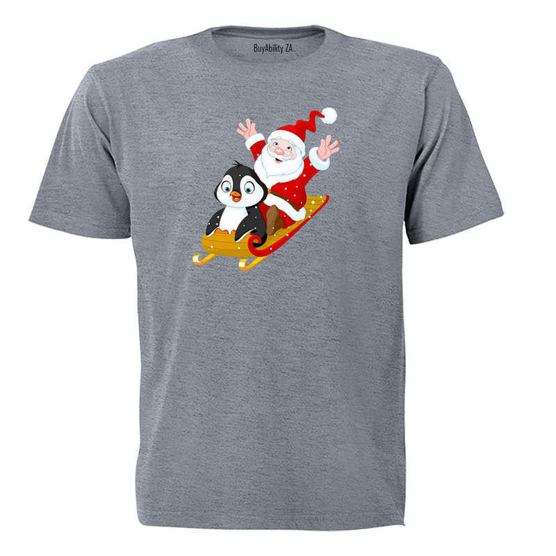 Christmas Penguin with Santa - Kids T-Shirt