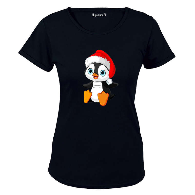 Christmas Sitting Penguin - Ladies - T-Shirt