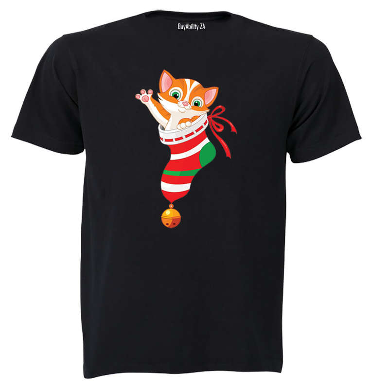 Christmas Stocking Kitten - Kids T-Shirt
