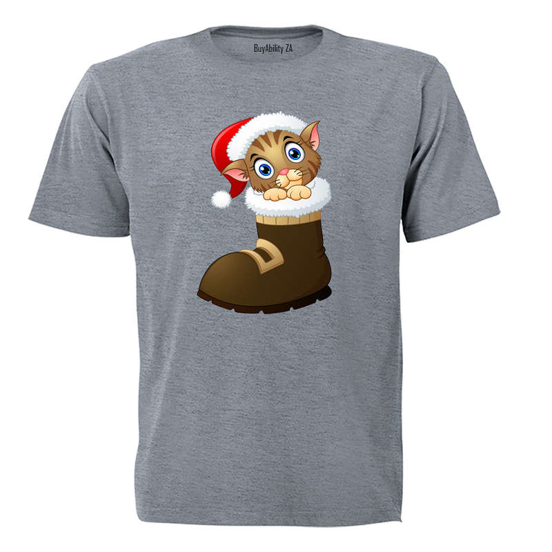 Christmas Kitten in a Boot - Kids T-Shirt