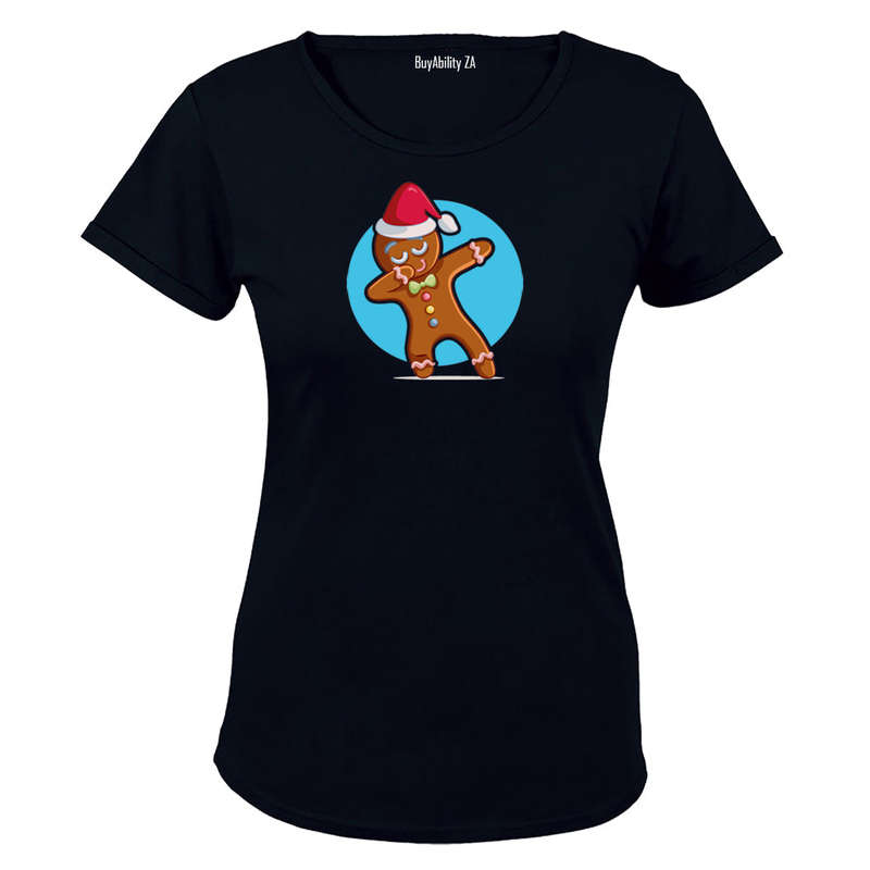 Dancing Christmas Gingerbread Man - Ladies - T-Shirt
